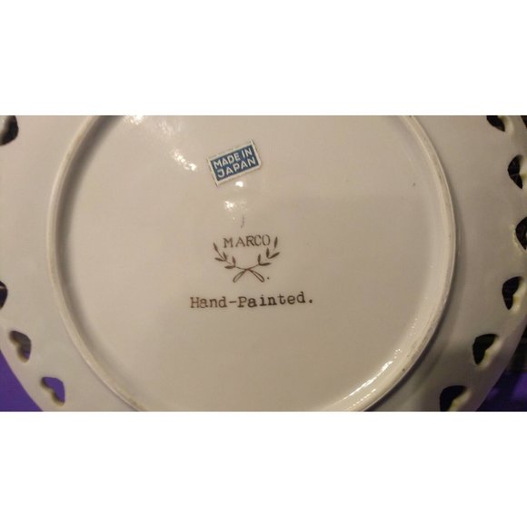 China Reticulated Heart Shape Wall Hanger Plate Y. Funibashi Hand Painted - Picture 3 of 5